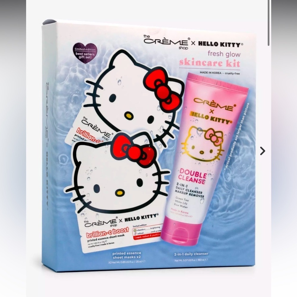 🆕 NWT The Crème Shop x Hello Kitty Fresh Glow Skincare Kit | K-Beauty Gift Set